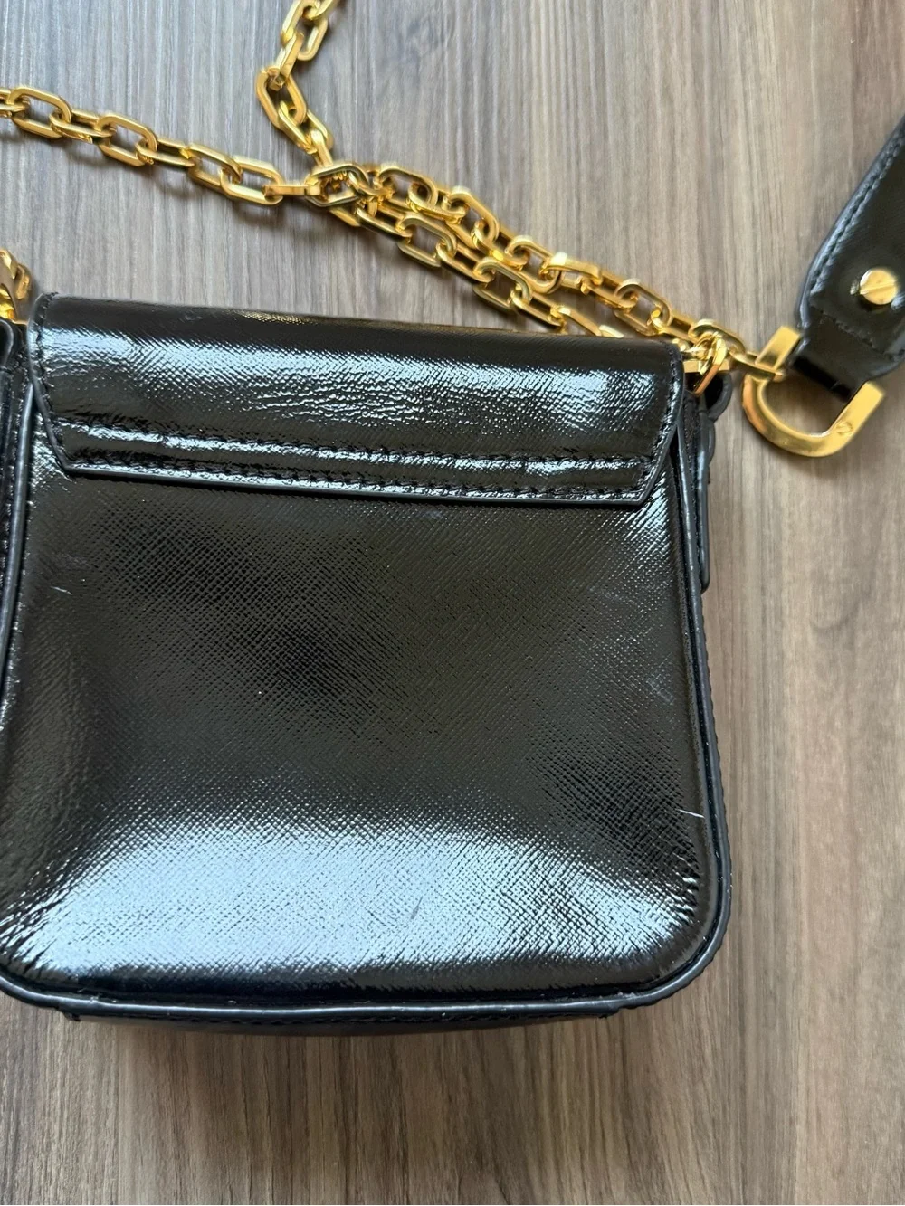 Tory Burch Black Leather Crossbody with Gold Chain Strap